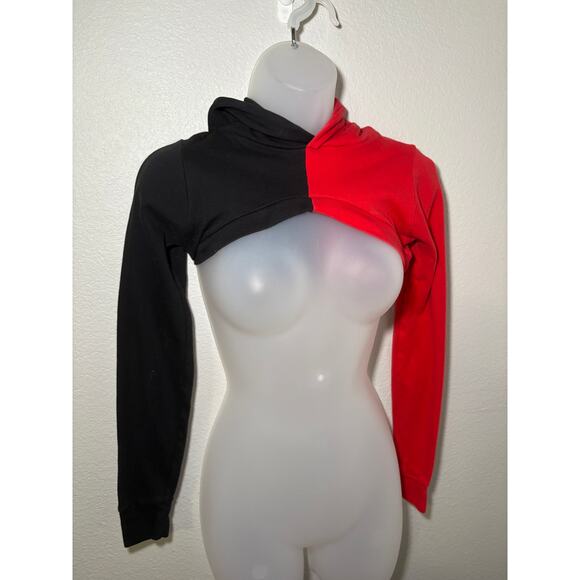 Harley Quinn-Inspired Colorblock Micro Hoodie, Extra Small - Picture 1 of 5